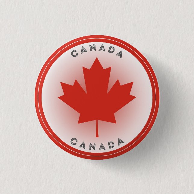 Canada Maple Leaf Circle Shape 1 Inch Round Button (Front)