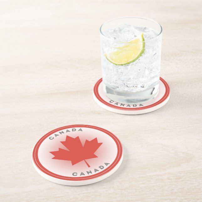 Canada Maple Leaf Circle Shape Coaster (Side)