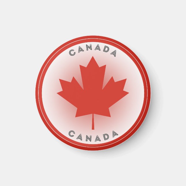Canada Maple Leaf Circle Shape Magnet (Front)