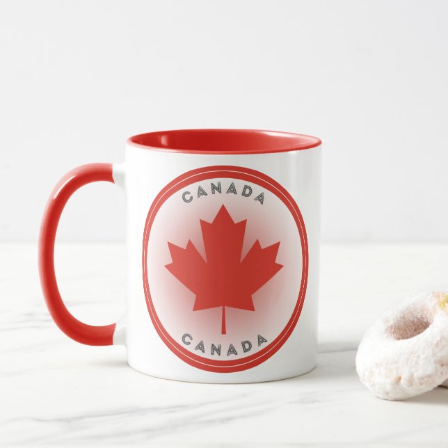 Canada Maple Leaf Circle Shape Mug (With Donut)