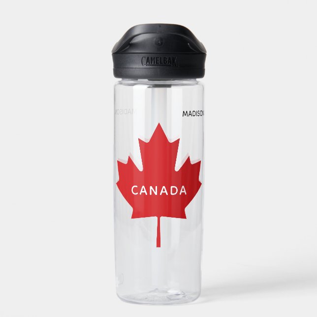 Canada Maple Leaf custom name Water Bottle (Back)