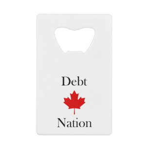 Canada Maple Leaf Debt Nation Light-Color Credit Card Bottle Opener