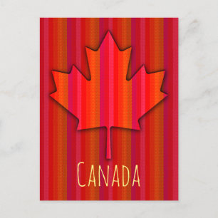 Canada Maple Leaf Fab Texture Look Skinny Stripes Postcard