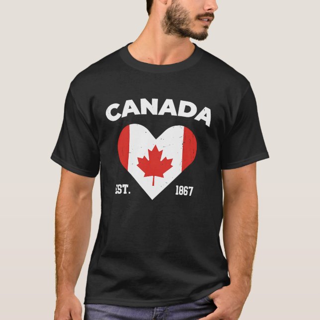 Canada Maple Leaf Flag Heart  Canadian Patriot Van T-Shirt (Front)