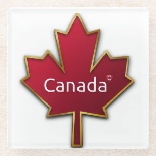 Canada Maple Leaf Glass Coaster