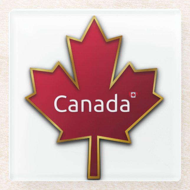 Canada Maple Leaf Glass Coaster (Front)