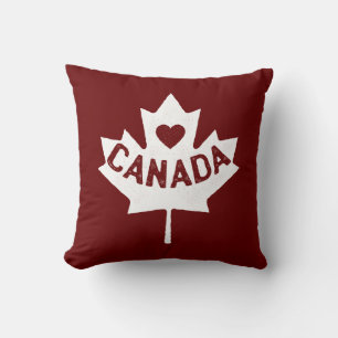 Canada Maple Leaf Heart Throw Pillow