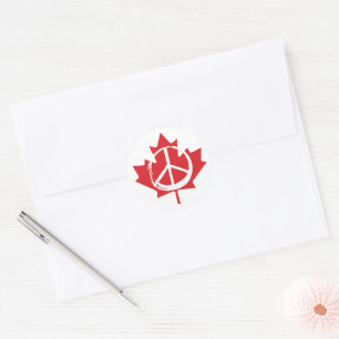 Canada Maple Leaf Peace Symbol Patriotic Free Classic Round Sticker