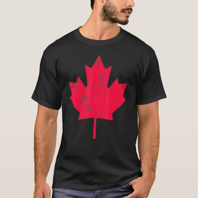 Canada Maple Leaf Pocket Canadian Distressed T-Shirt (Front)