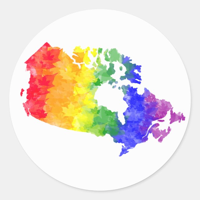 Canada Maple Leaf Rainbow Pride Classic Round Sticker (Front)