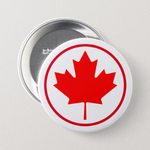 Canada Maple Leaf Red White Canadian Flag Colours 3 Inch Round Button