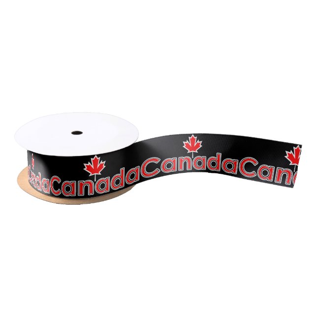 Canada Maple Leaf Ribbon Satin Ribbon (Spool)