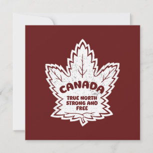 Canada Maple Leaf True North Strong And Free Holiday Card