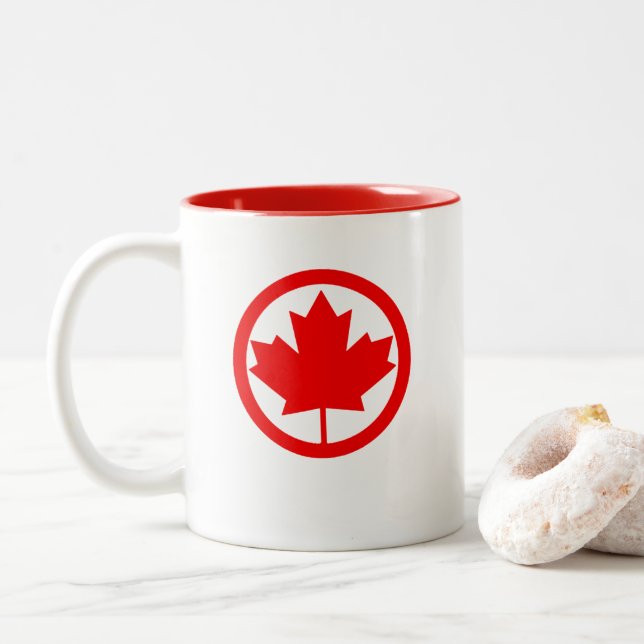 Canada Maple Leaf     Two-Tone Coffee Mug (With Donut)