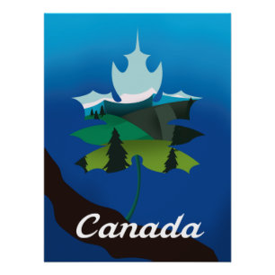 Canada maple leaf vintage style travel poster