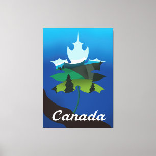 Canada maple leaf vintage style travel poster canvas print