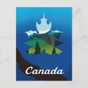 Canada maple leaf vintage style travel poster postcard