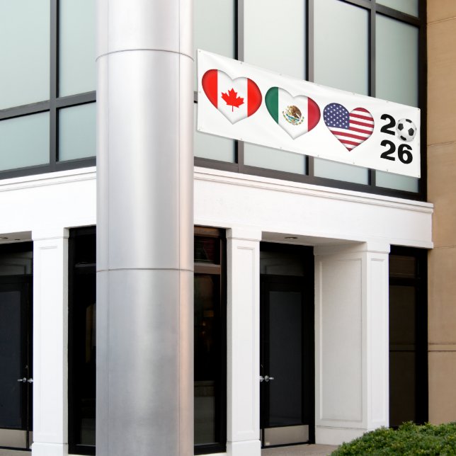 Canada Mexico USA hosting Football Tournament 2026 Banner (Outside Building)