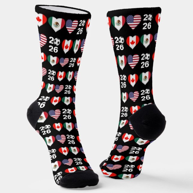 Canada Mexico USA hosting Football Tournament 2026 Socks (Angled)