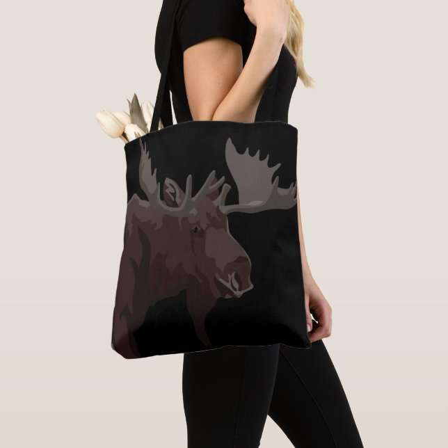 Canada Moose Bags Retro Moose Art Tote Bags (Close Up)