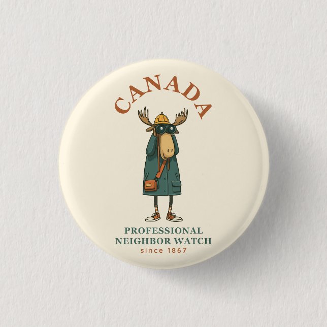 Canada Moose Neighbour Watch 1 Inch Round Button (Front)