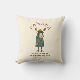 Canada Moose Neighbour Watch Throw Pillow