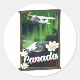 Canada mountain travel poster classic round sticker
