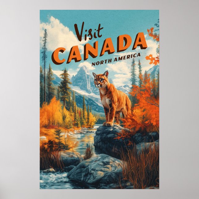 Canada Mountains Puma Travel Poster (Front)