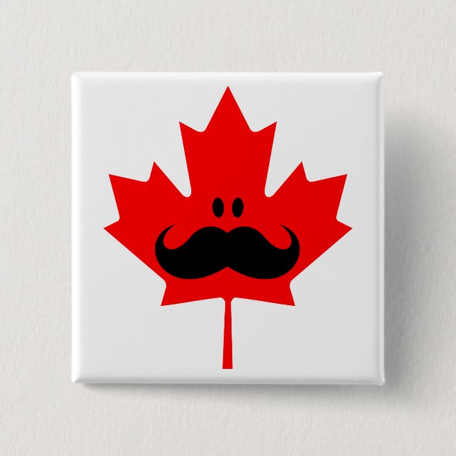 Canada Moustache - A moustache on red maple 2 Inch Square Button (Front)