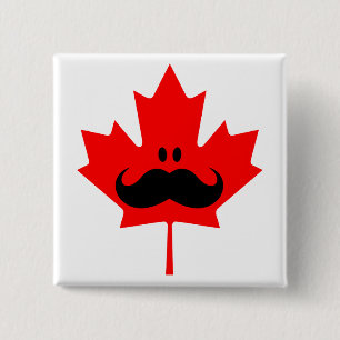 Canada Moustache - A moustache on red maple 2 Inch Square Button