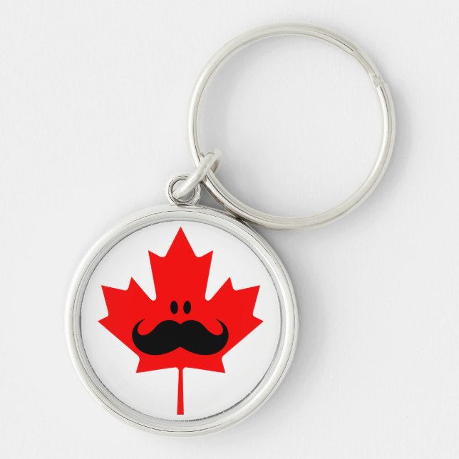 Canada Moustache - A moustache on red maple Keychain (Front)