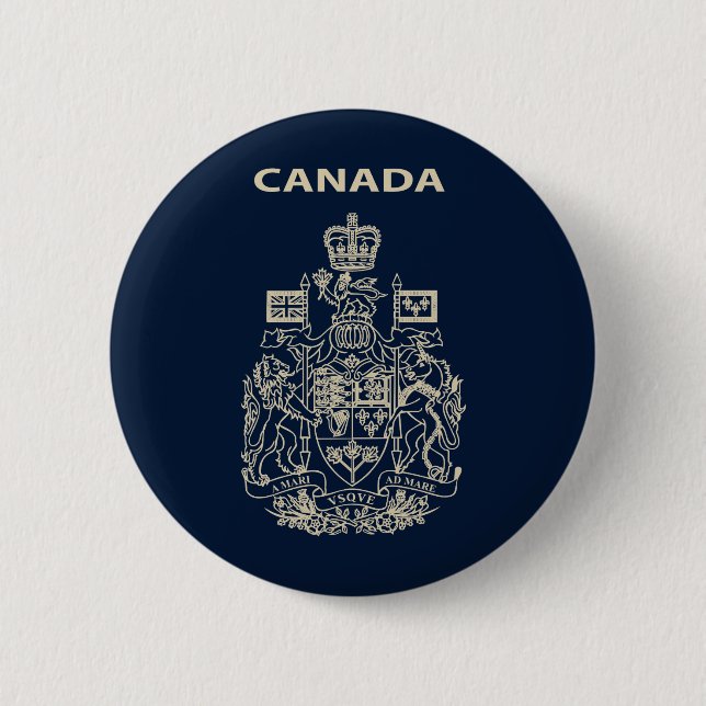 Canada national emblem 2 inch round button (Front)