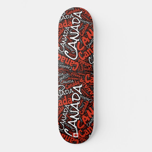 Canada National Pride Wordcloud Skateboard (Front)