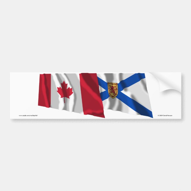 Canada & Nova Scotia Waving Flags Bumper Sticker (Front)