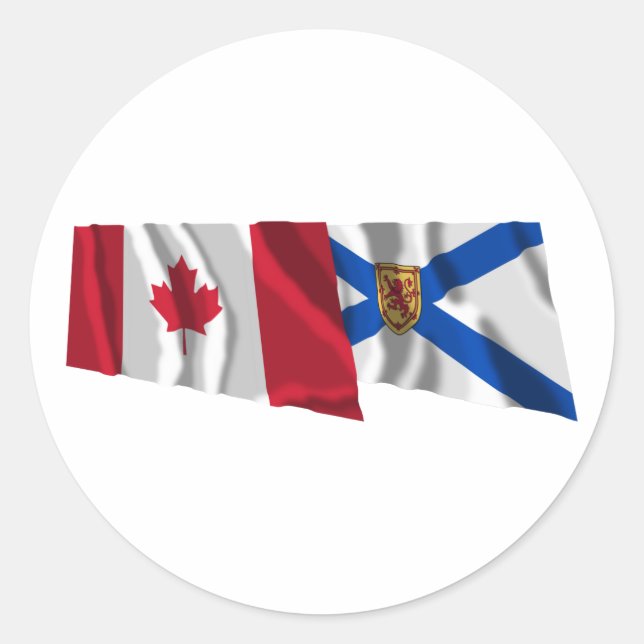 Canada & Nova Scotia Waving Flags Classic Round Sticker (Front)