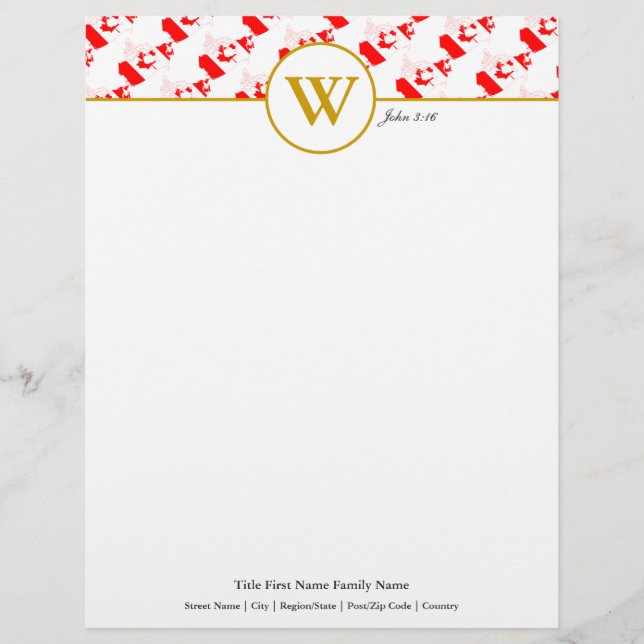 CANADA Personalised Celebration Wedding Letterhead (Front)