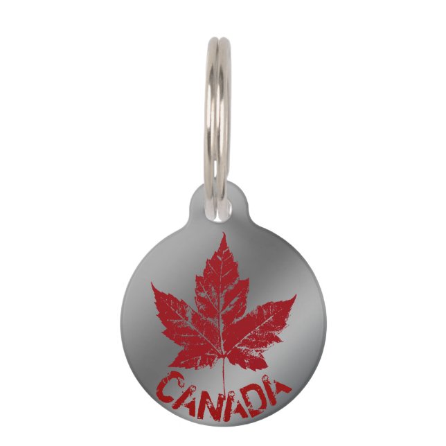 Canada Pet Tag Personalized Canada Maple Leaf Tag (Front)