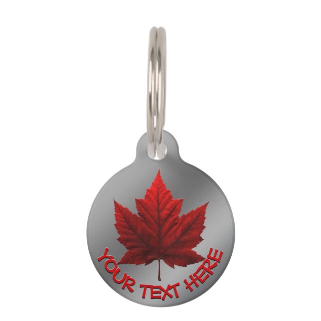 Canada Pet Tag Personalized Canada Maple Leaf Tag (Front)