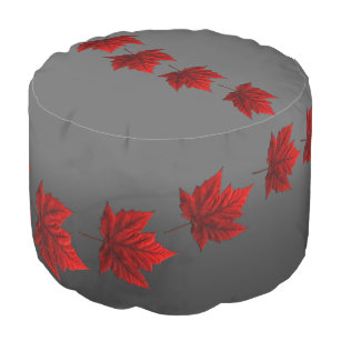 Canada Pouf Ottoman Red Maple Leaf Canada Pillow