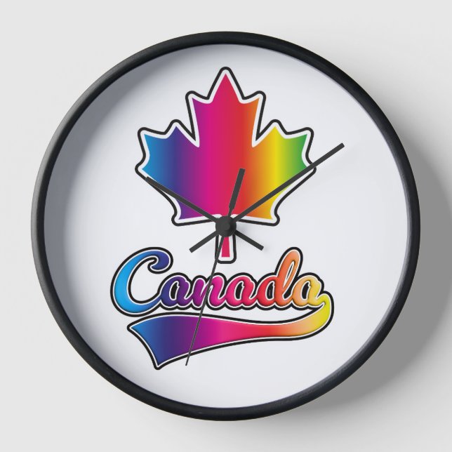 Canada Pride rainbow logo Clock (Front)
