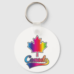 Canada Pride rainbow logo Keychain