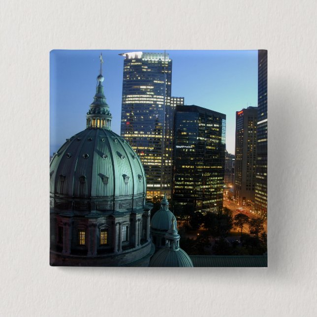 Canada, Quebec, Montreal. Downtown Montreal, 2 Inch Square Button (Front)