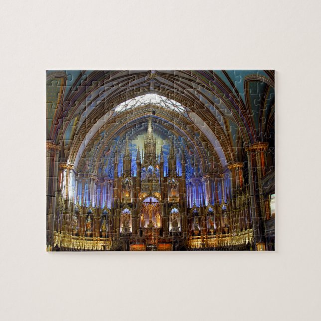 Canada,  Quebec,  Montreal. Interior of Notre 2 Jigsaw Puzzle (Horizontal)
