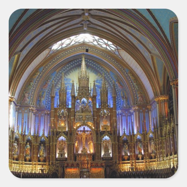 Canada,  Quebec,  Montreal. Interior of Notre 2 Square Sticker (Front)