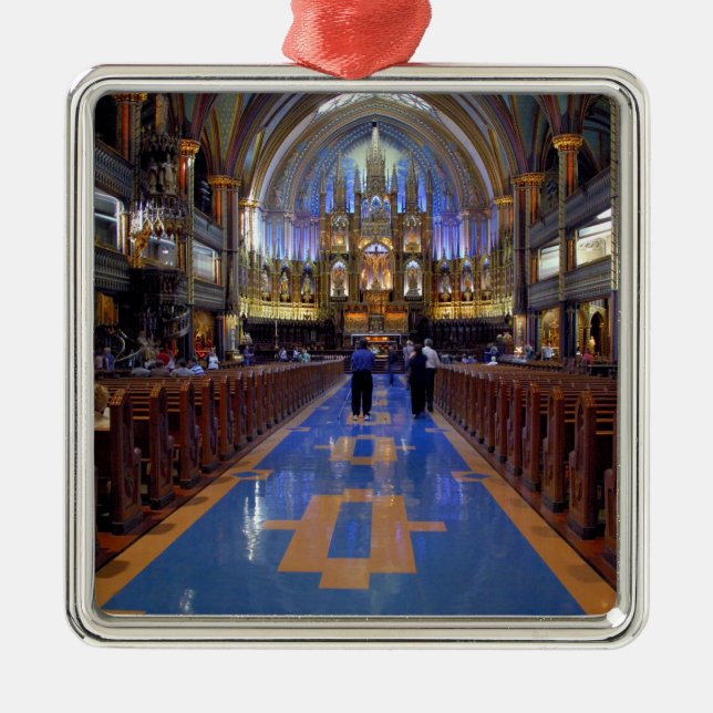 Canada,  Quebec,  Montreal. Interior of Notre 3 Metal Ornament (Front)