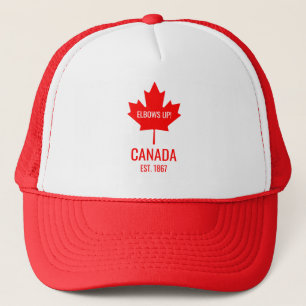 Canada Red Maple Leaf Elbows Up  Trucker Hat