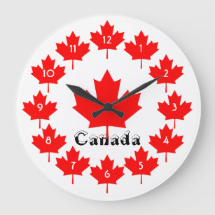 Canada Red Maple Leaf Fun Classic Kitsch Souvenir Large Clock