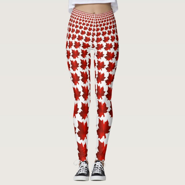 CANADA Red Maple Leaf Leggings  (Front)