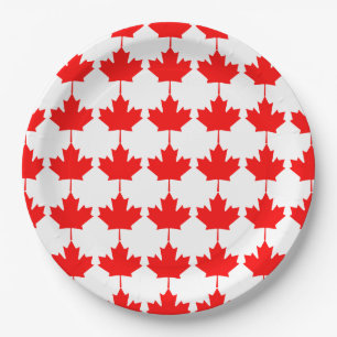 Canada Red Maple Leaf Pattern Paper Plate