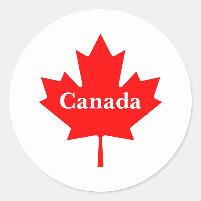 Canada red maple leaf with customizable text classic round sticker (Front)